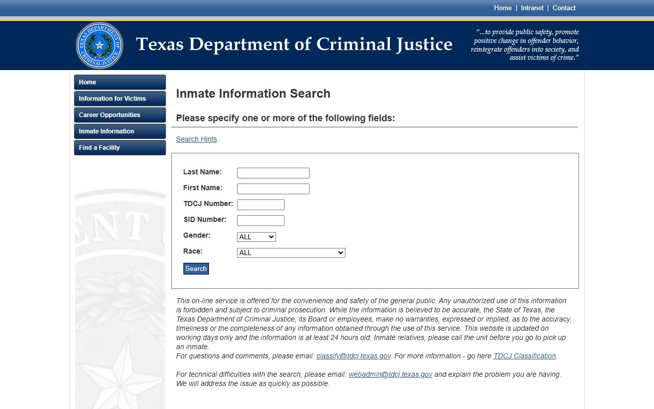 Wilson County inmate records TDCJ inmate search